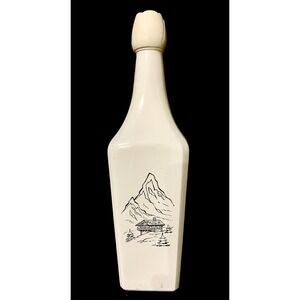 Vintage White Glass Liquor Decanter Bottle With Swiss Alps ~ See Video